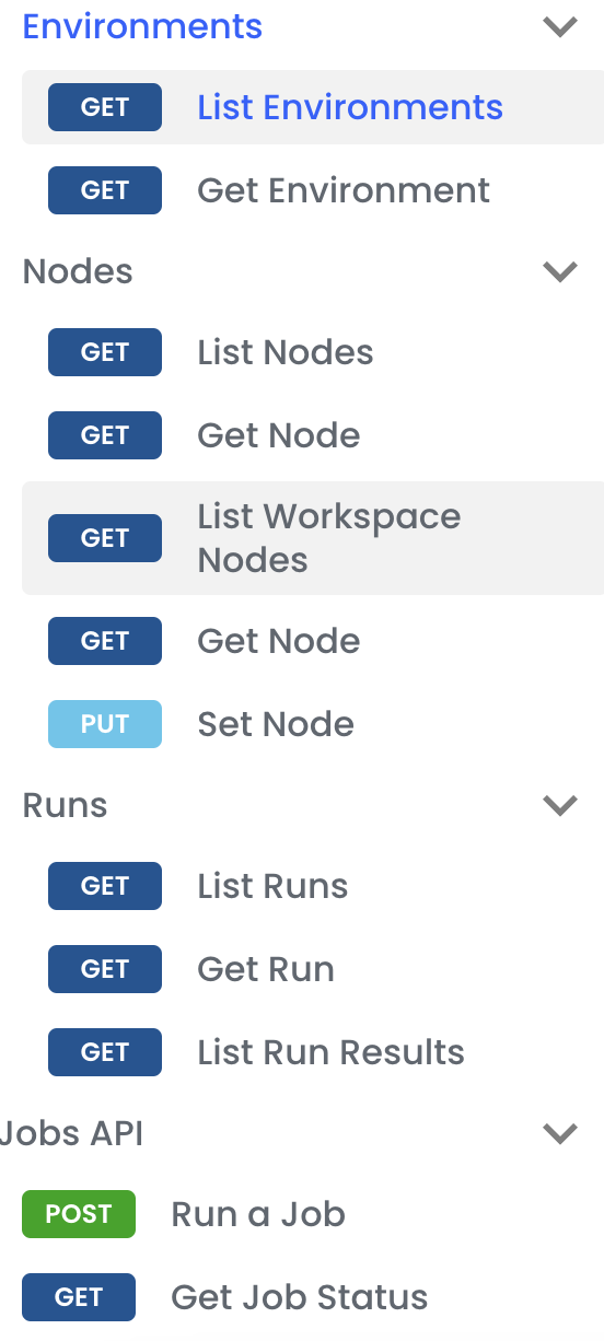 Coalesce API Menu