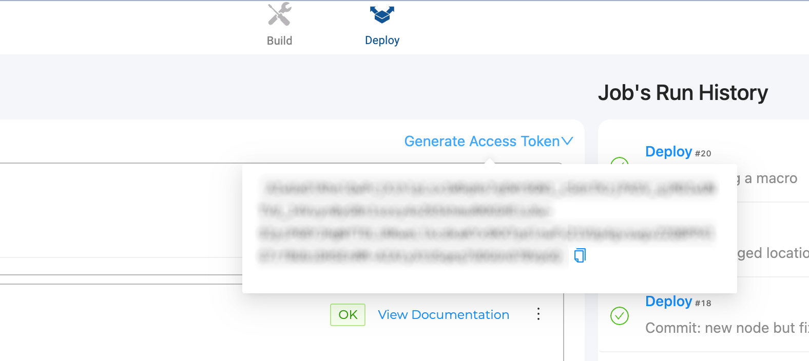 Generate access token in Deploy tab