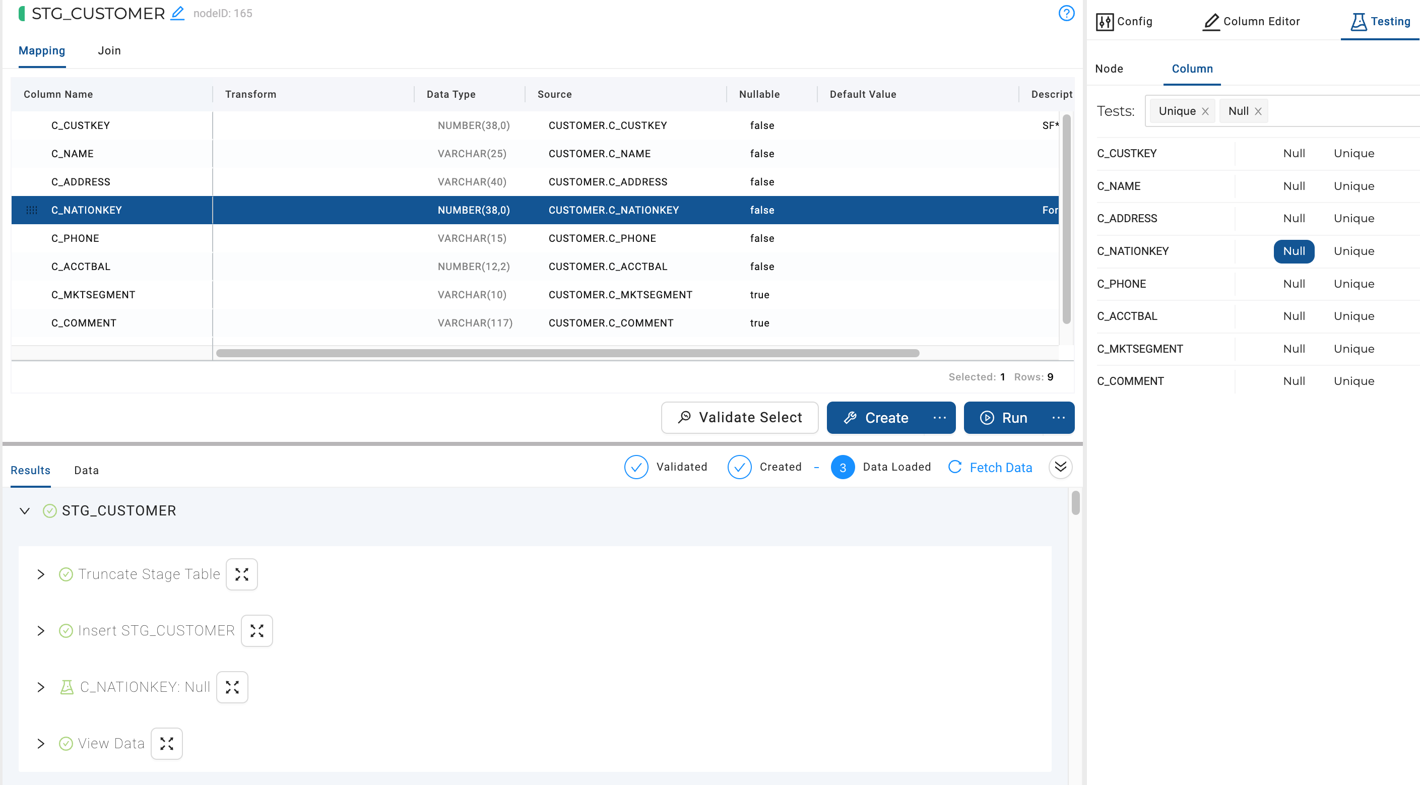 Successful column test