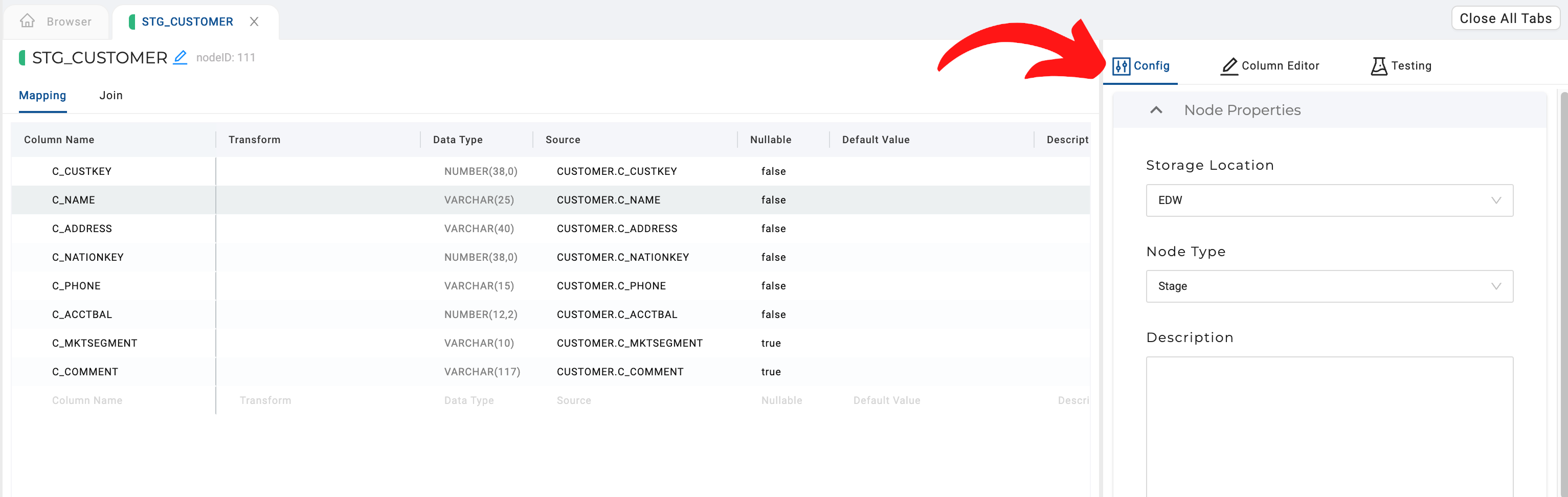 Node config tab