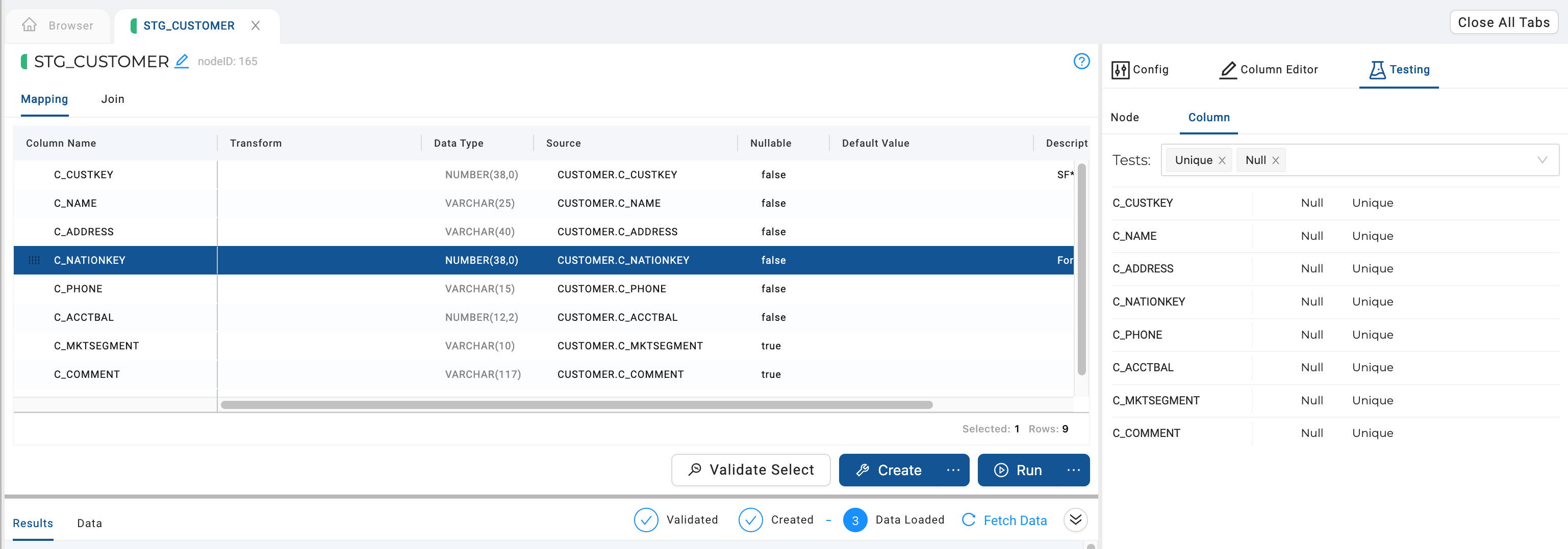 Example column test