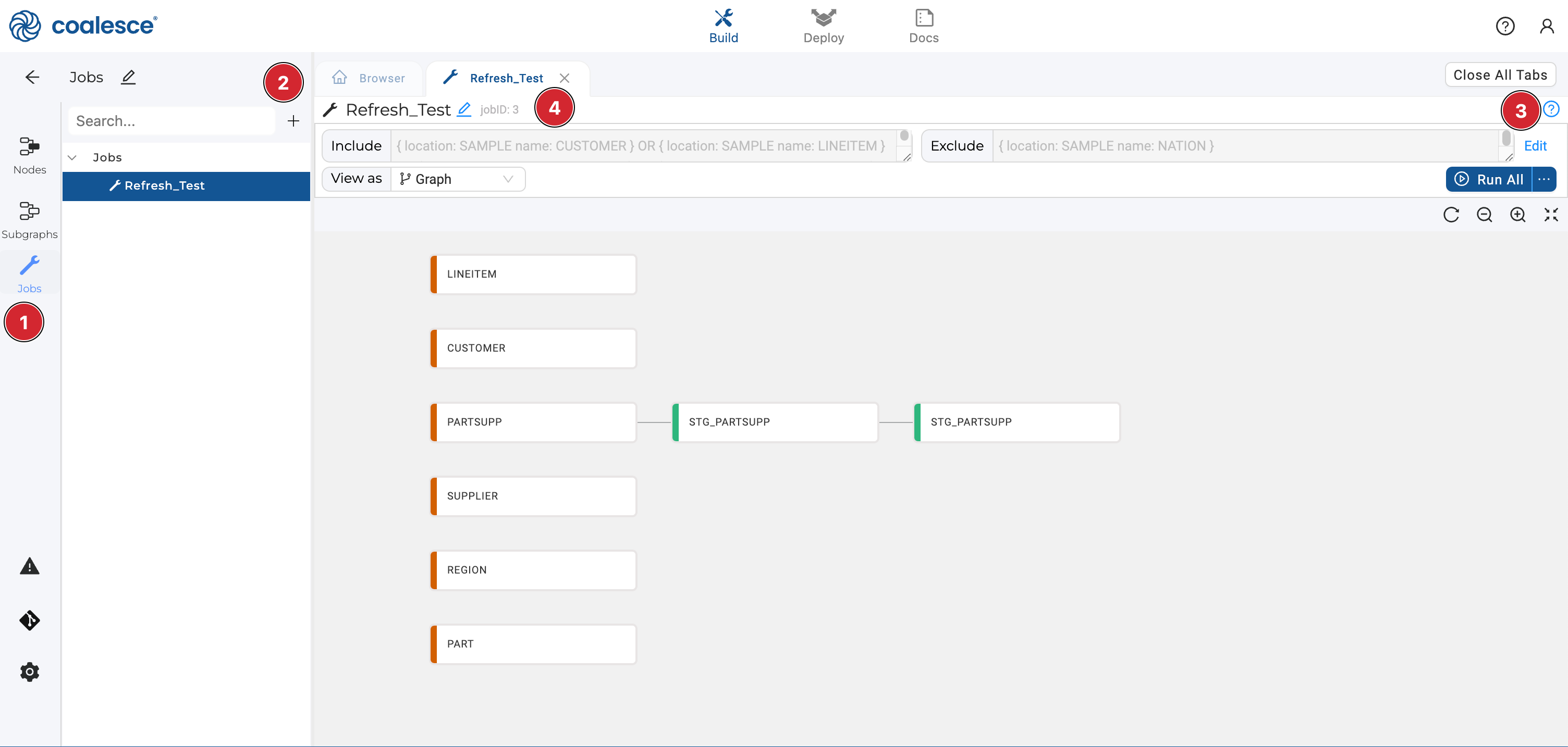 Creating a job from the Mapping Grid