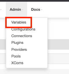 Select Variables from the dropdown in Airflow