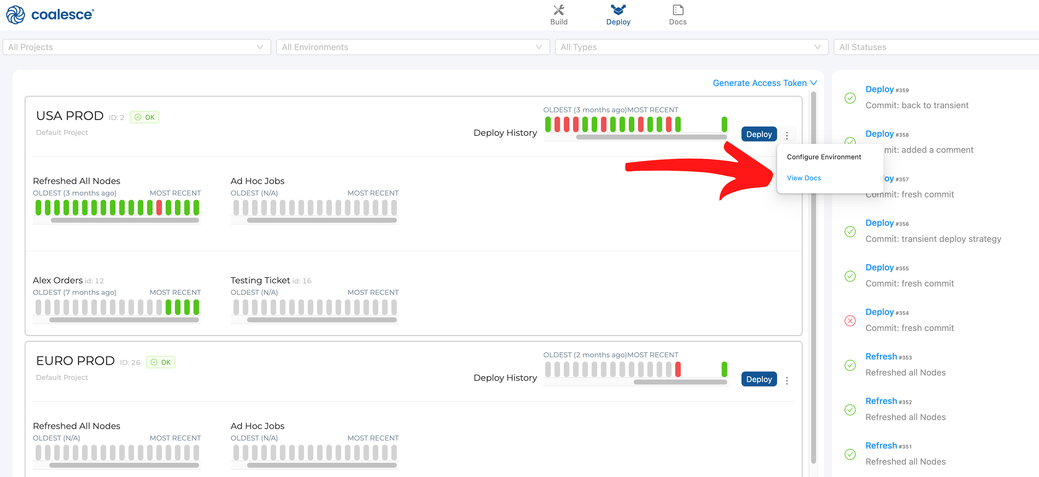 Pipeline documentation in deploy dashboard