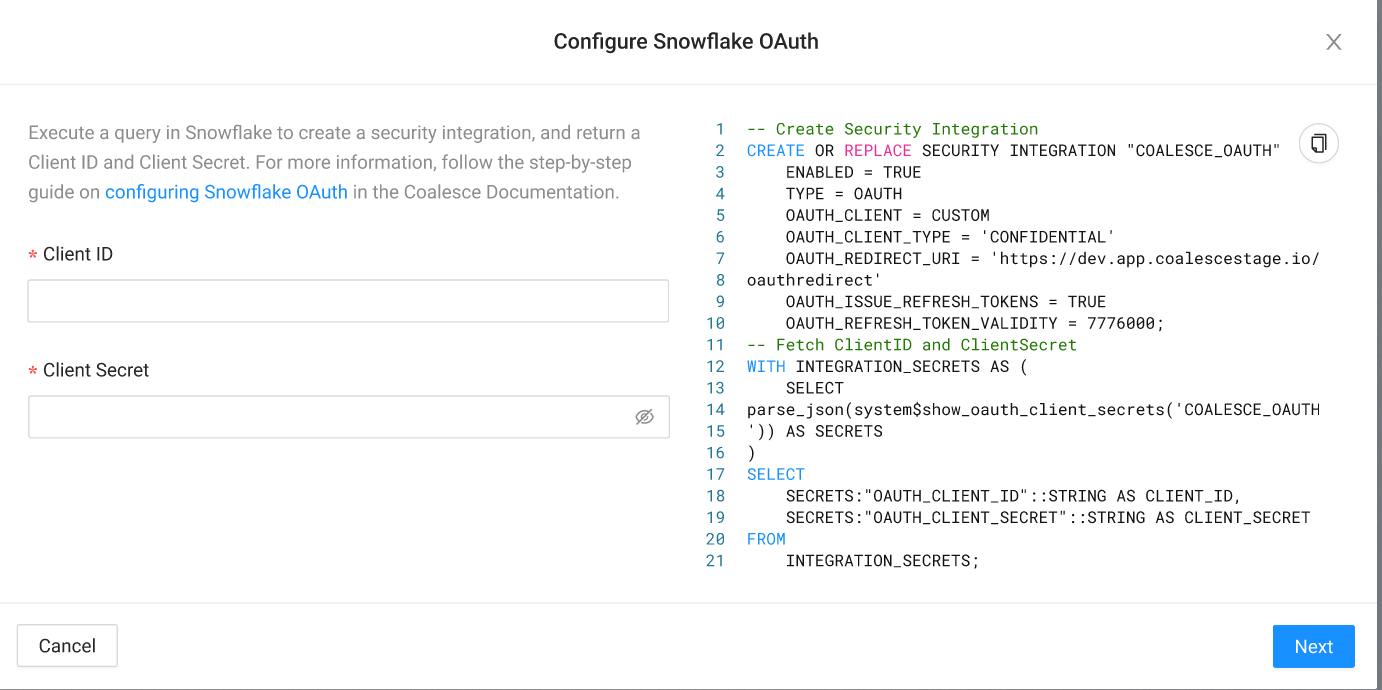 Configure Snowflake OAuth